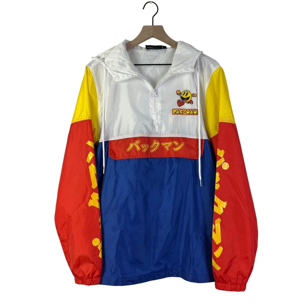 Pac-Man Pullover Anorak‎ Jacket Windbreaker Retro Gaming Color Block Medium